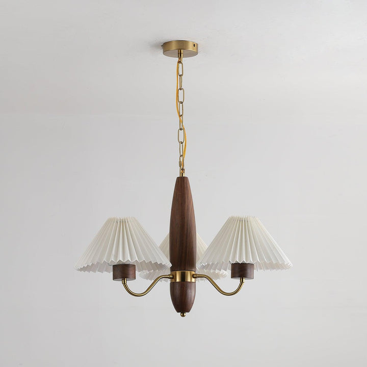 Rinalira lampadario in noce e ottone elegante