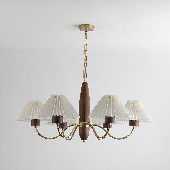 Rinalira lampadario in noce e ottone elegante