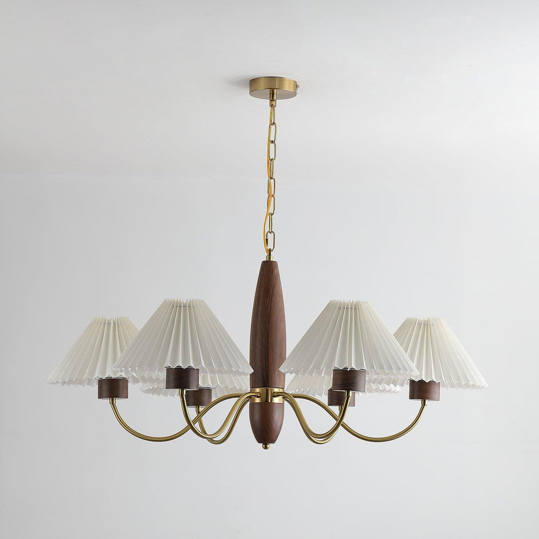 Rinalira lampadario in noce e ottone elegante