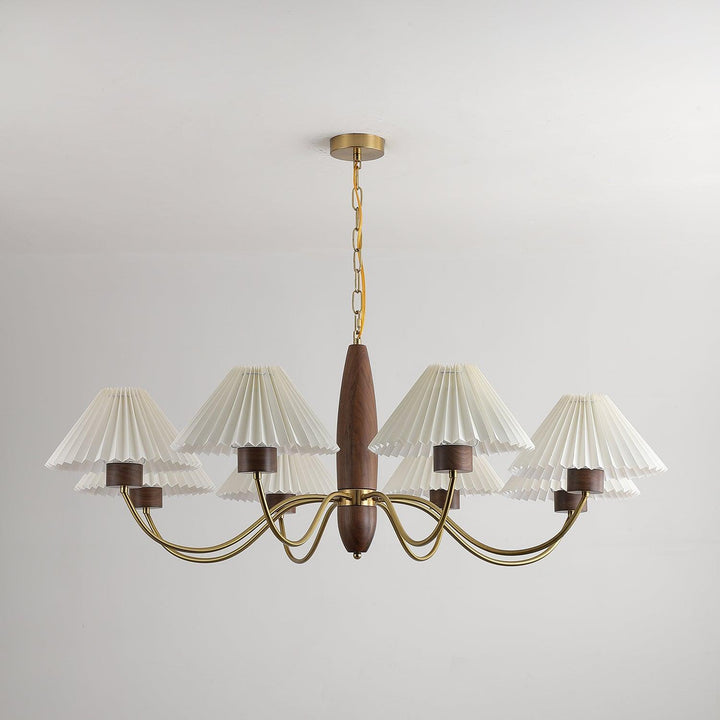Rinalira lampadario in noce e ottone elegante