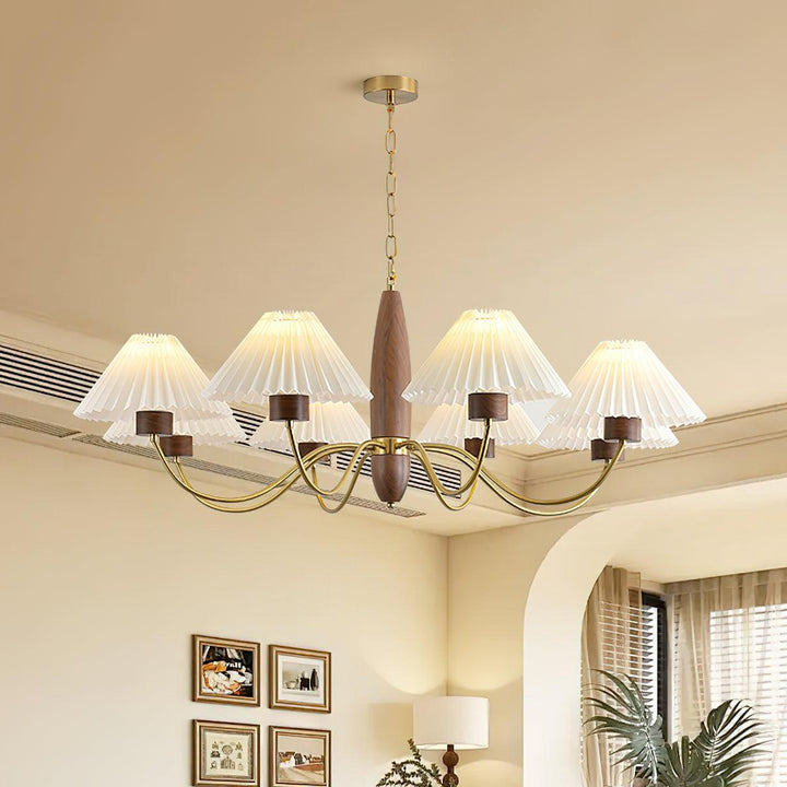 Rinalira lampadario in noce e ottone elegante