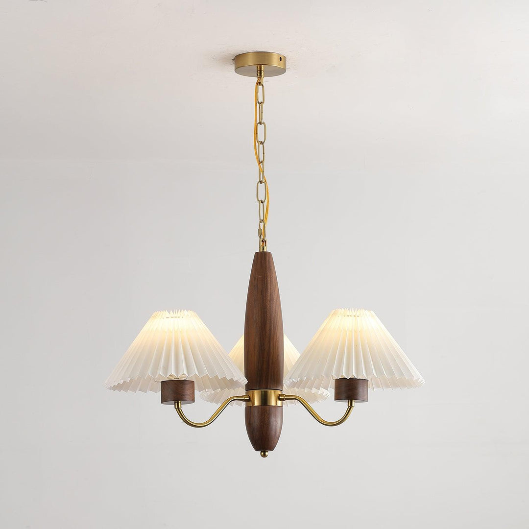 Rinalira lampadario in noce e ottone elegante