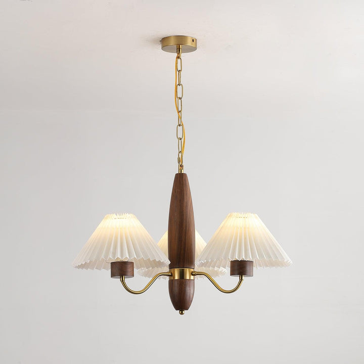 Rinalira lampadario in noce e ottone elegante
