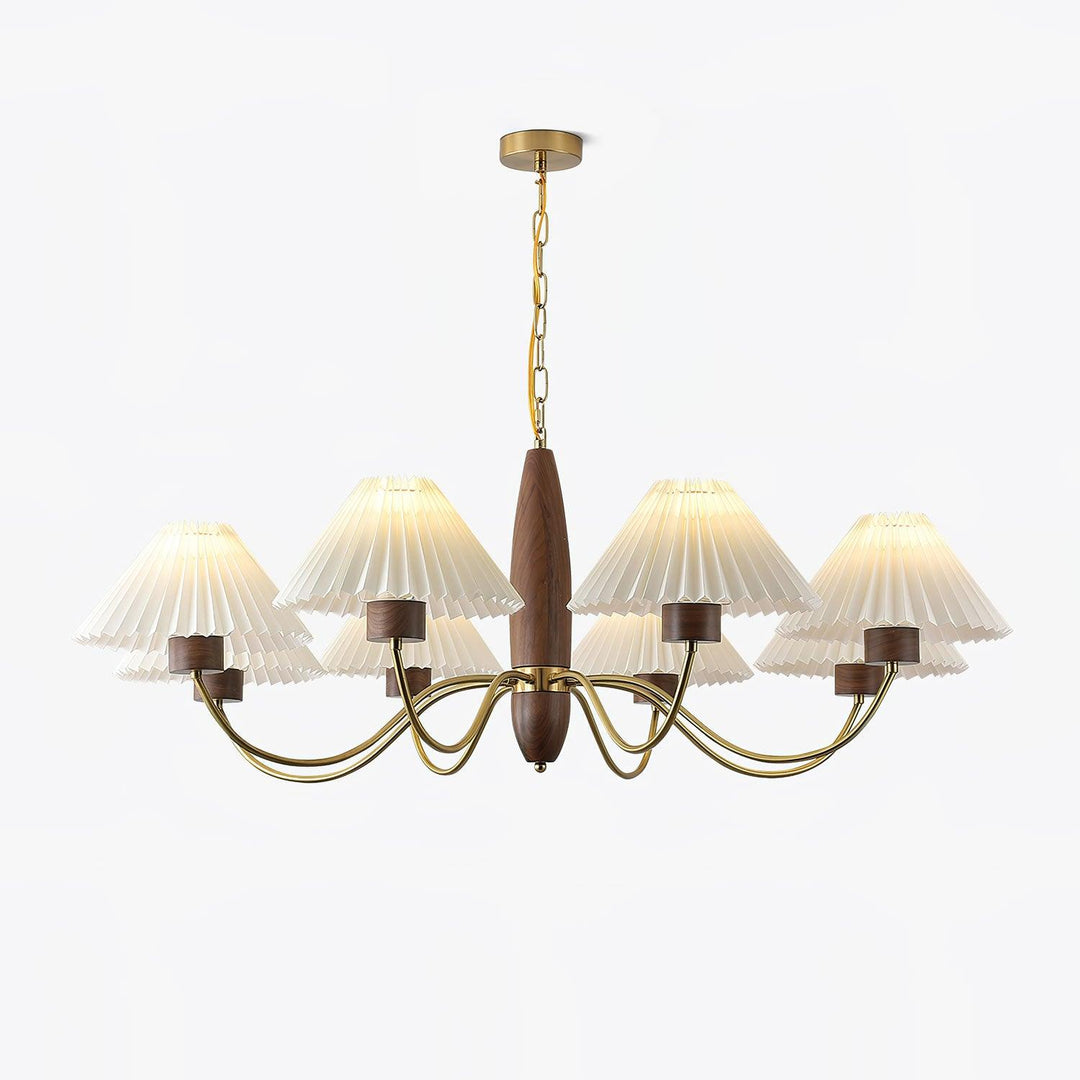 Rinalira lampadario in noce e ottone elegante