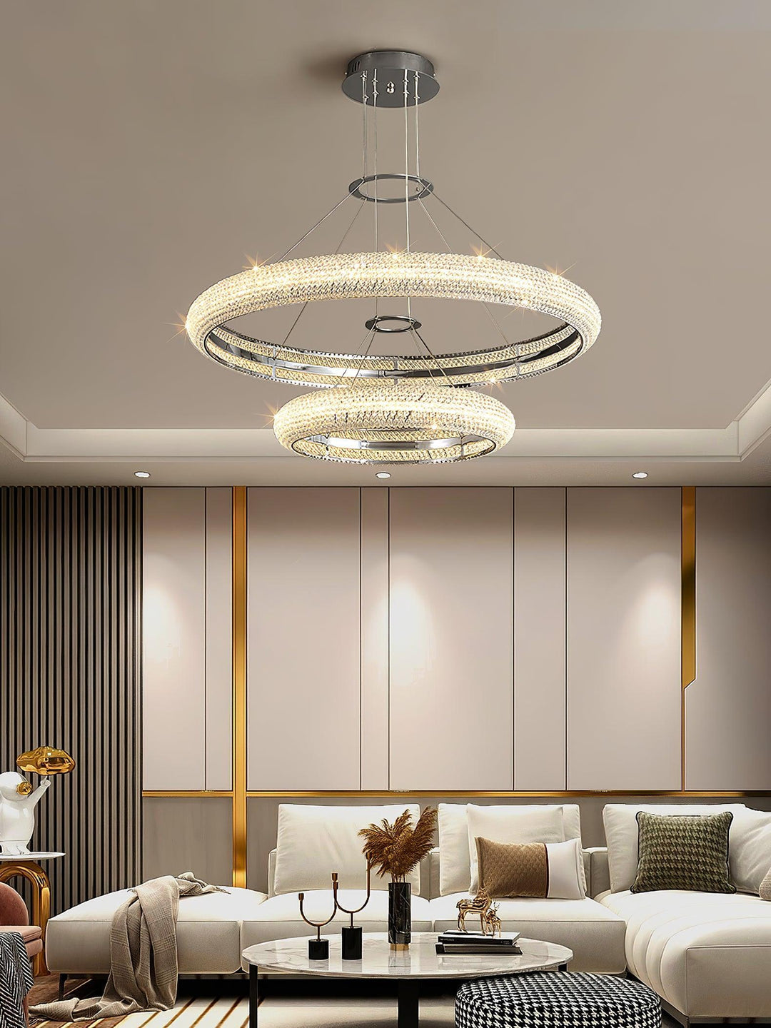 Vazorora lampadario moderno minimalista ad Anello in Cristallo