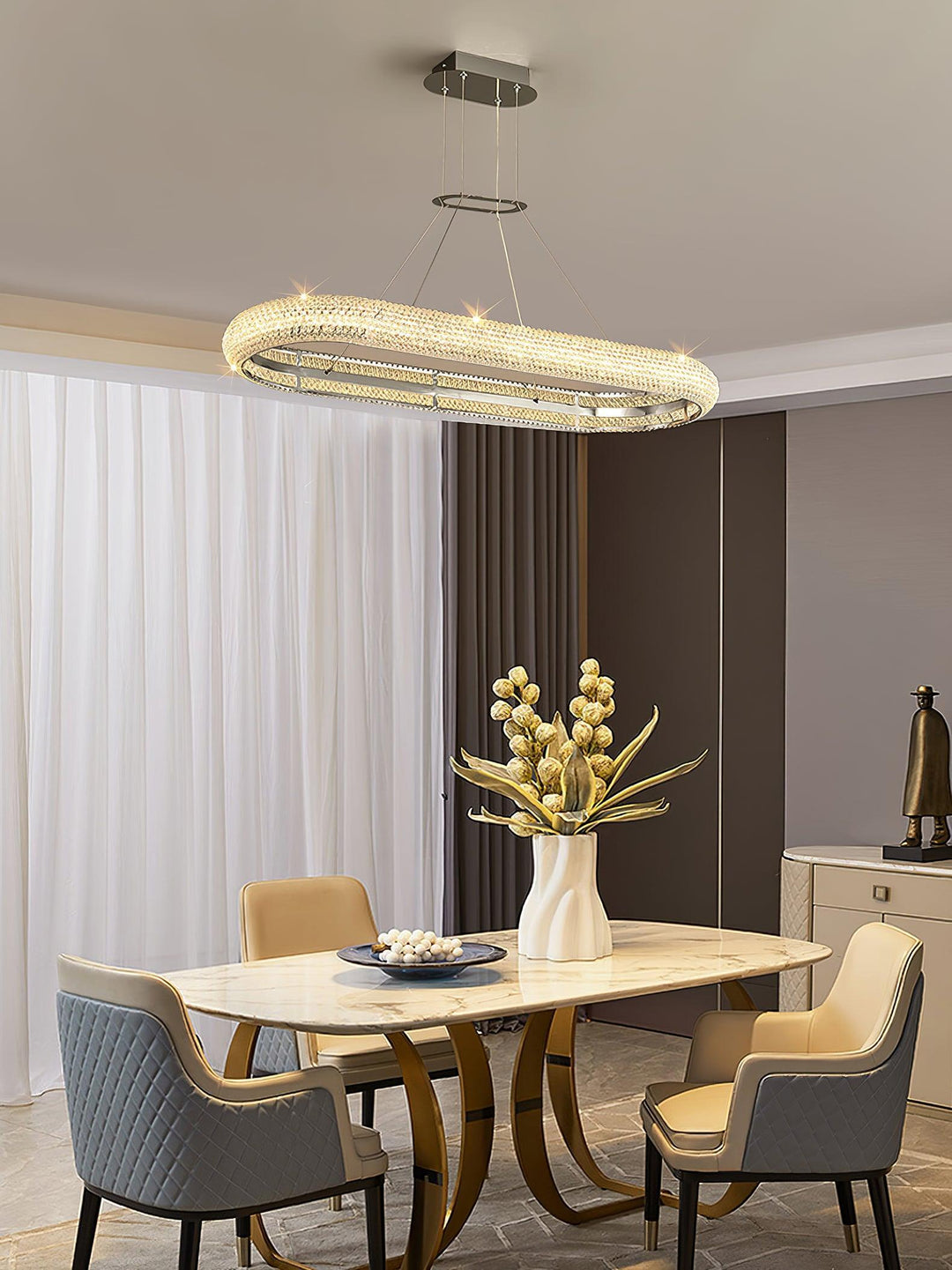 Vazorora lampadario moderno minimalista ad Anello in Cristallo