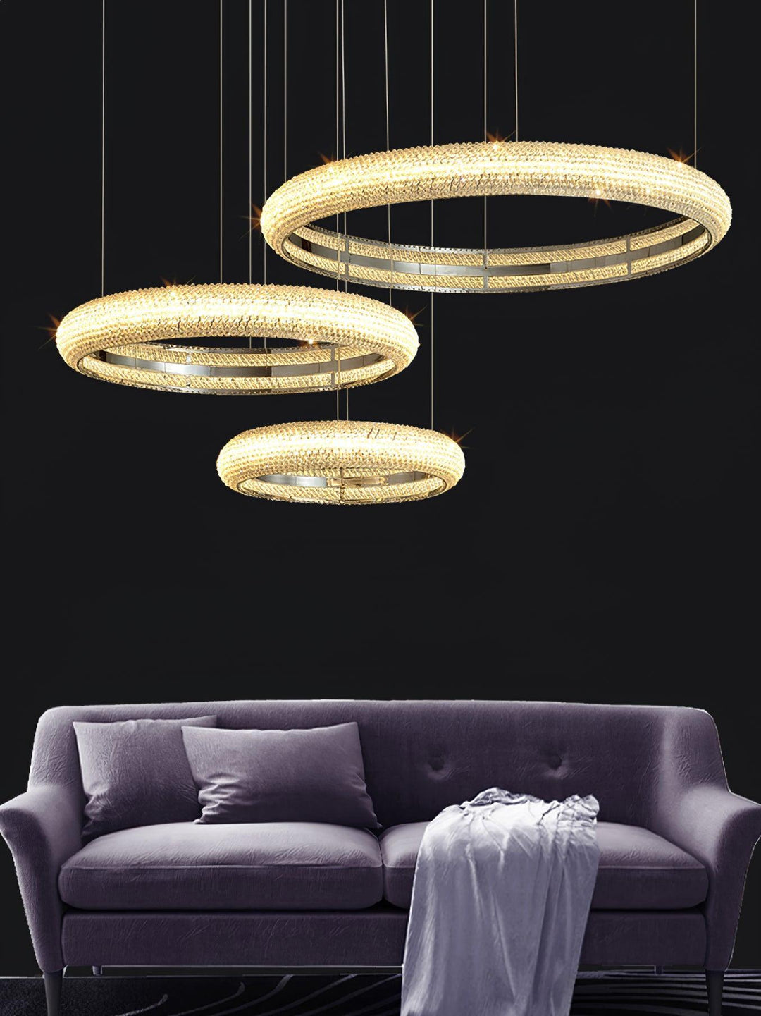 Vazorora lampadario moderno minimalista ad Anello in Cristallo