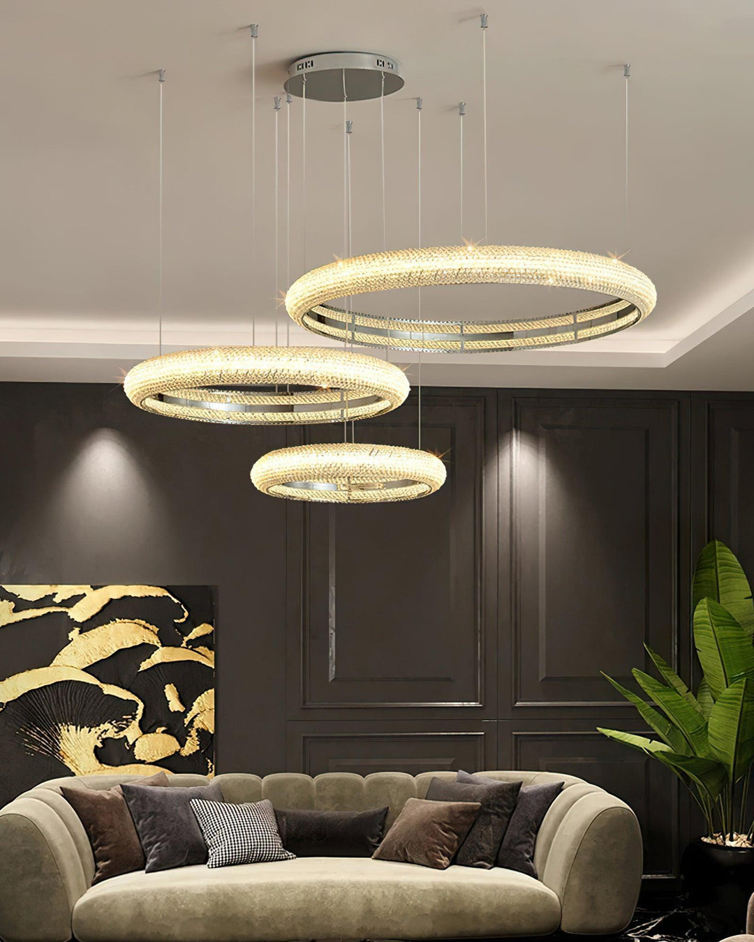 Vazorora lampadario moderno minimalista ad Anello in Cristallo