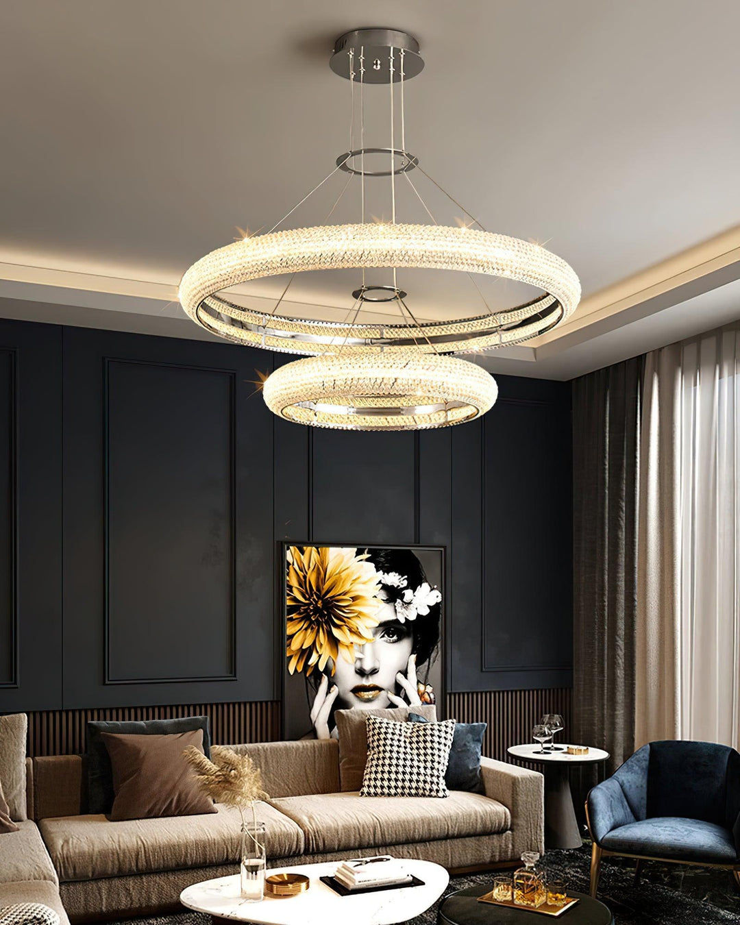 Vazorora lampadario moderno minimalista ad Anello in Cristallo