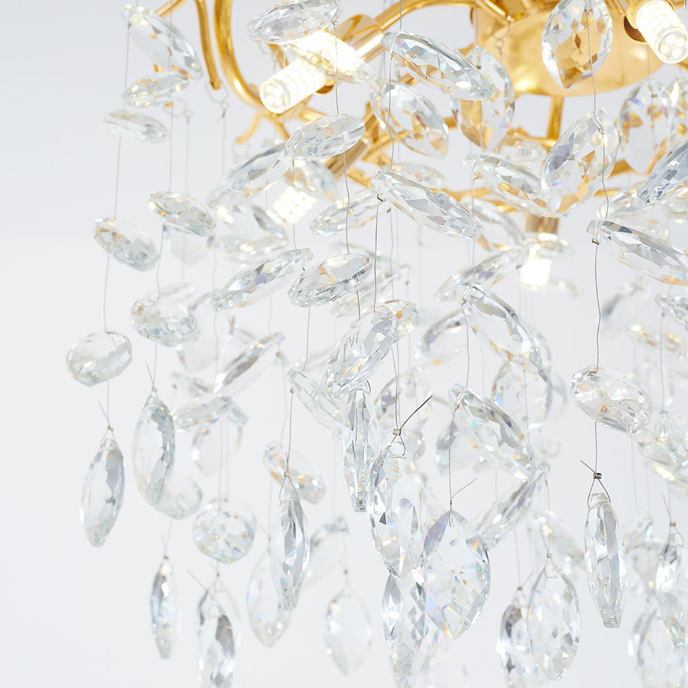 Kristy Design LED Lampada a Sospensione Artistico in Metallo/Cristallo Oro Soggiorno/Camera da Letto