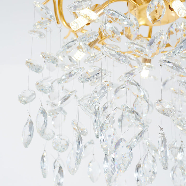 Kristy Design LED Lampada a Sospensione Artistico in Metallo/Cristallo Oro Soggiorno/Camera da Letto