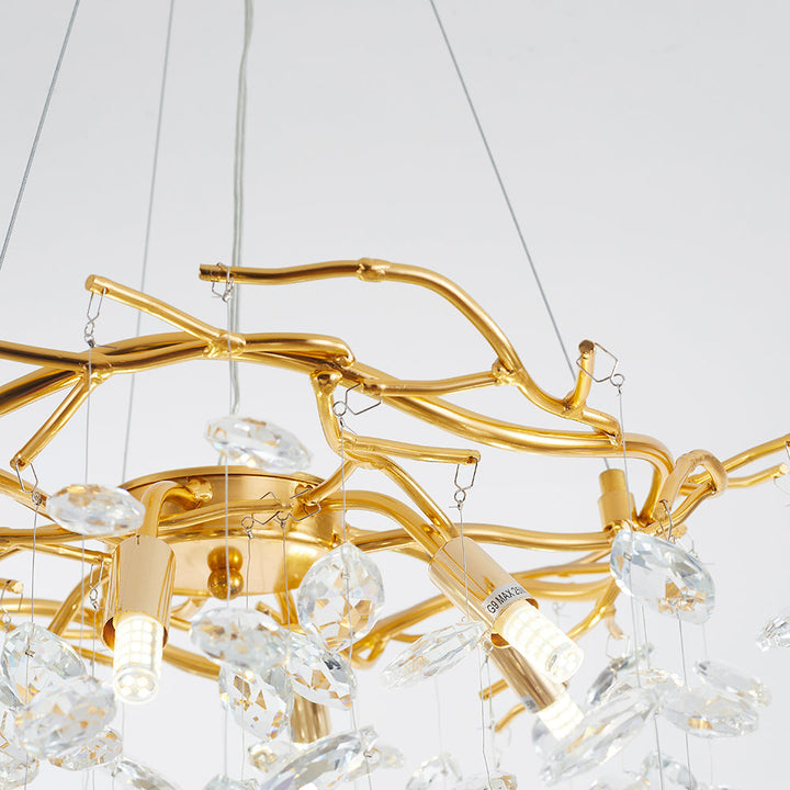Kristy Design LED Lampada a Sospensione Artistico in Metallo/Cristallo Oro Soggiorno/Camera da Letto