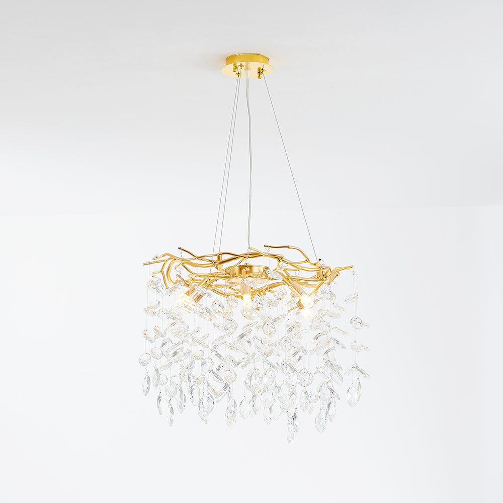 Kristy Design LED Lampada a Sospensione Artistico in Metallo/Cristallo Oro Soggiorno/Camera da Letto