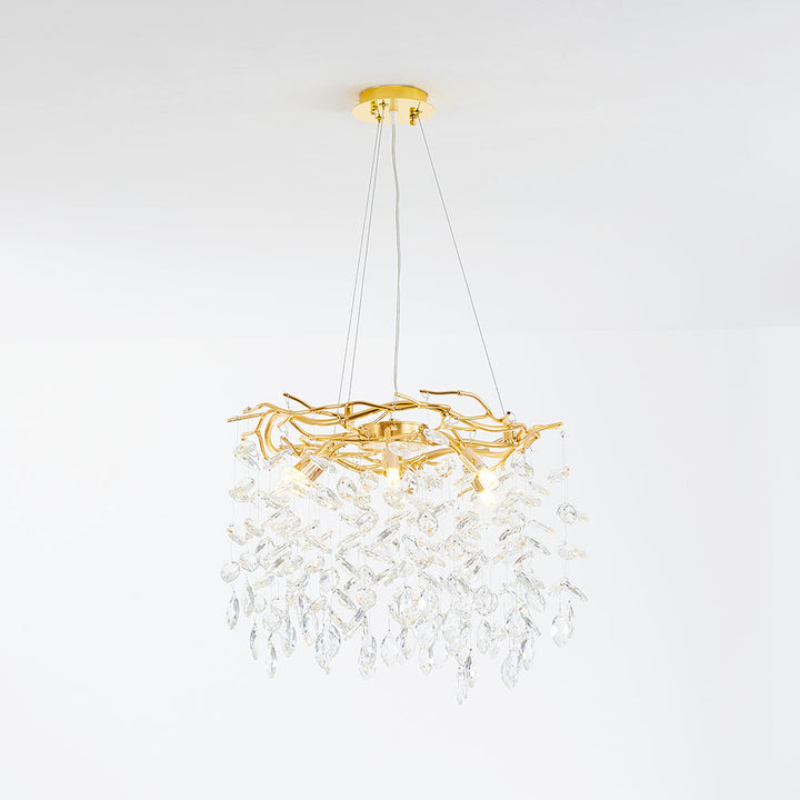 Kristy Design LED Lampada a Sospensione Artistico in Metallo/Cristallo Oro Soggiorno/Camera da Letto