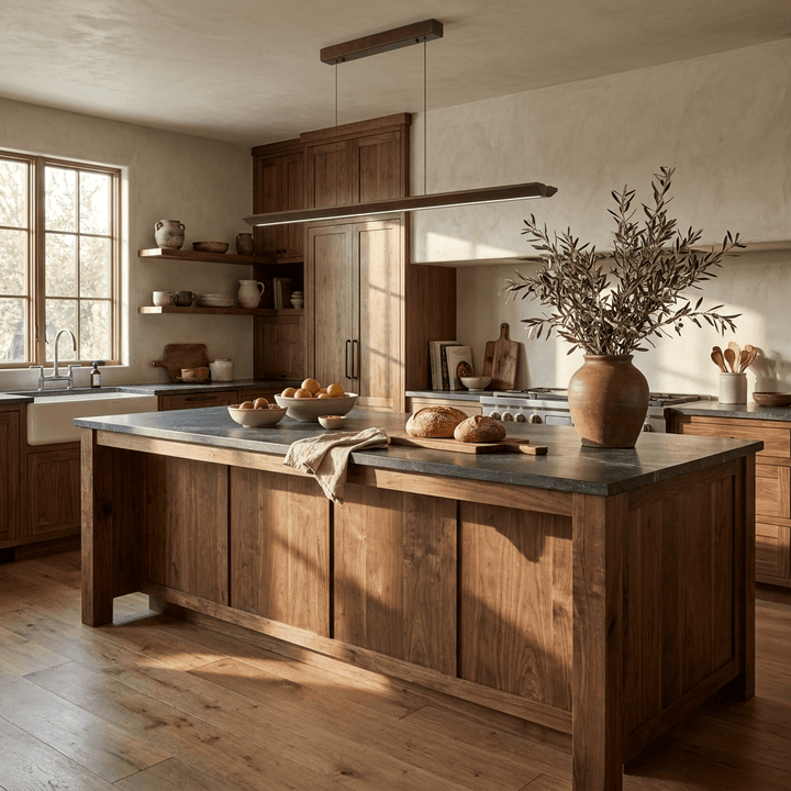 Waldenne lampada a sospensione lineare in legno noce