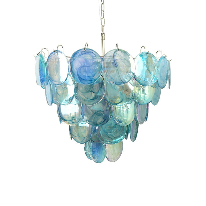 Veloissa lampadario Blu vetro Murano Disco elegante