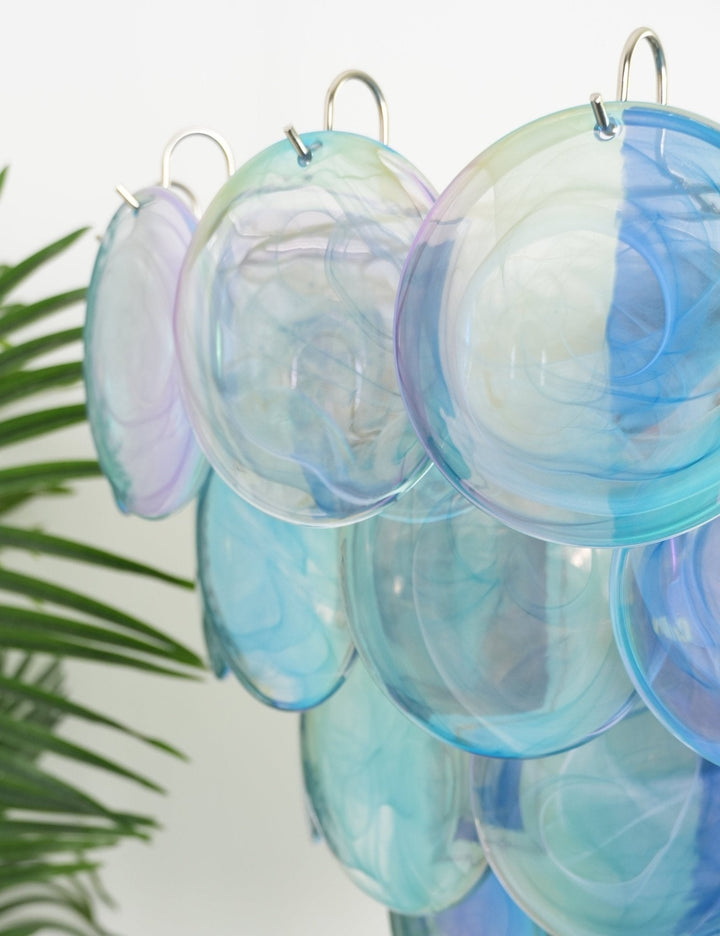 Veloissa lampadario Blu vetro Murano Disco elegante