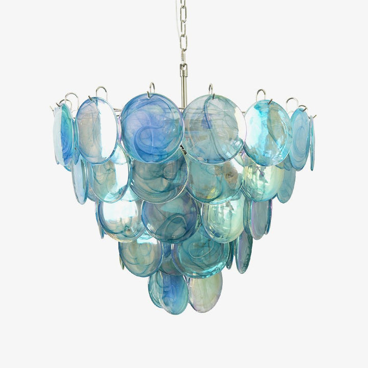 Veloissa lampadario Blu vetro Murano Disco elegante