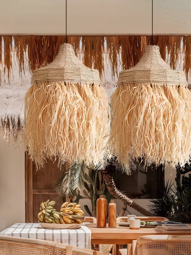 Bohemian lampada a sospensione in raffia
