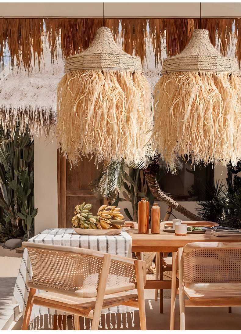 Bohemian lampada a sospensione in raffia