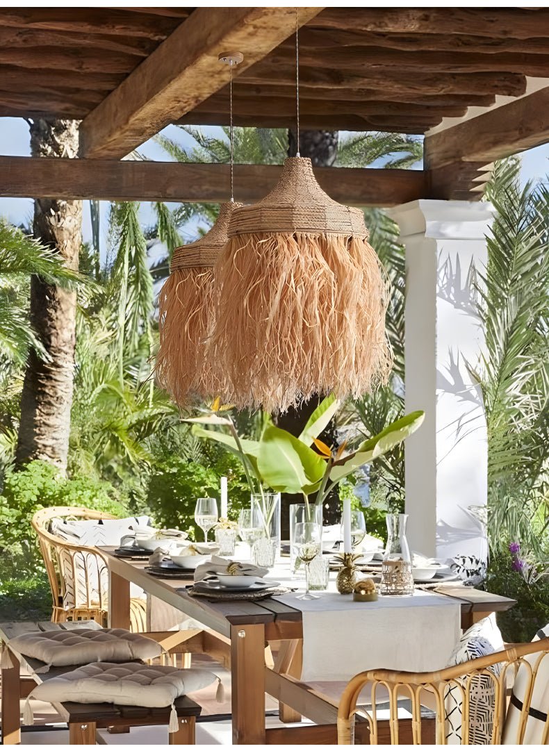 Bohemian lampada a sospensione in raffia