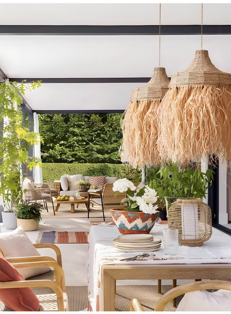 Bohemian lampada a sospensione in raffia