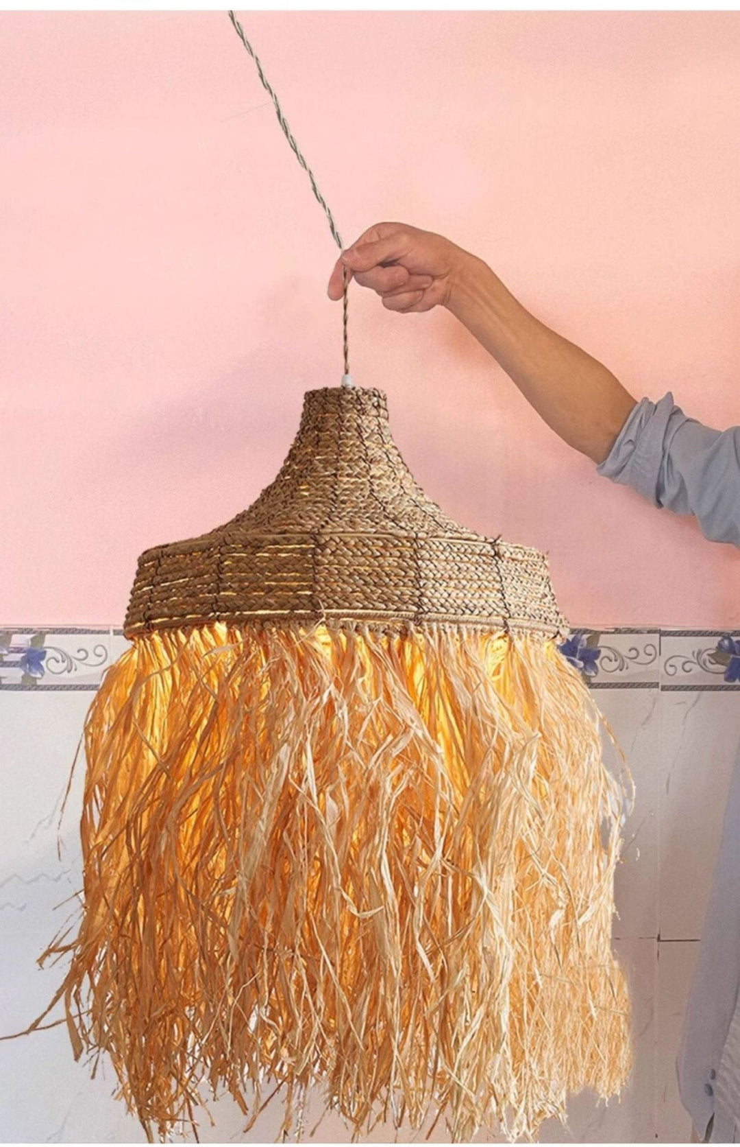 Bohemian lampada a sospensione in raffia