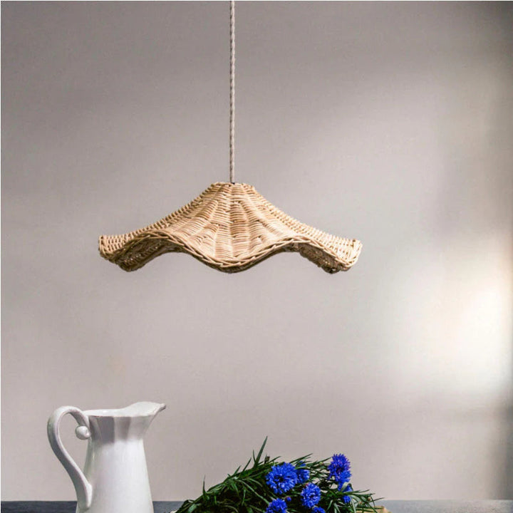Ritta Classica Onda LED Lanpade a Sospensione Rattan Soggiorno