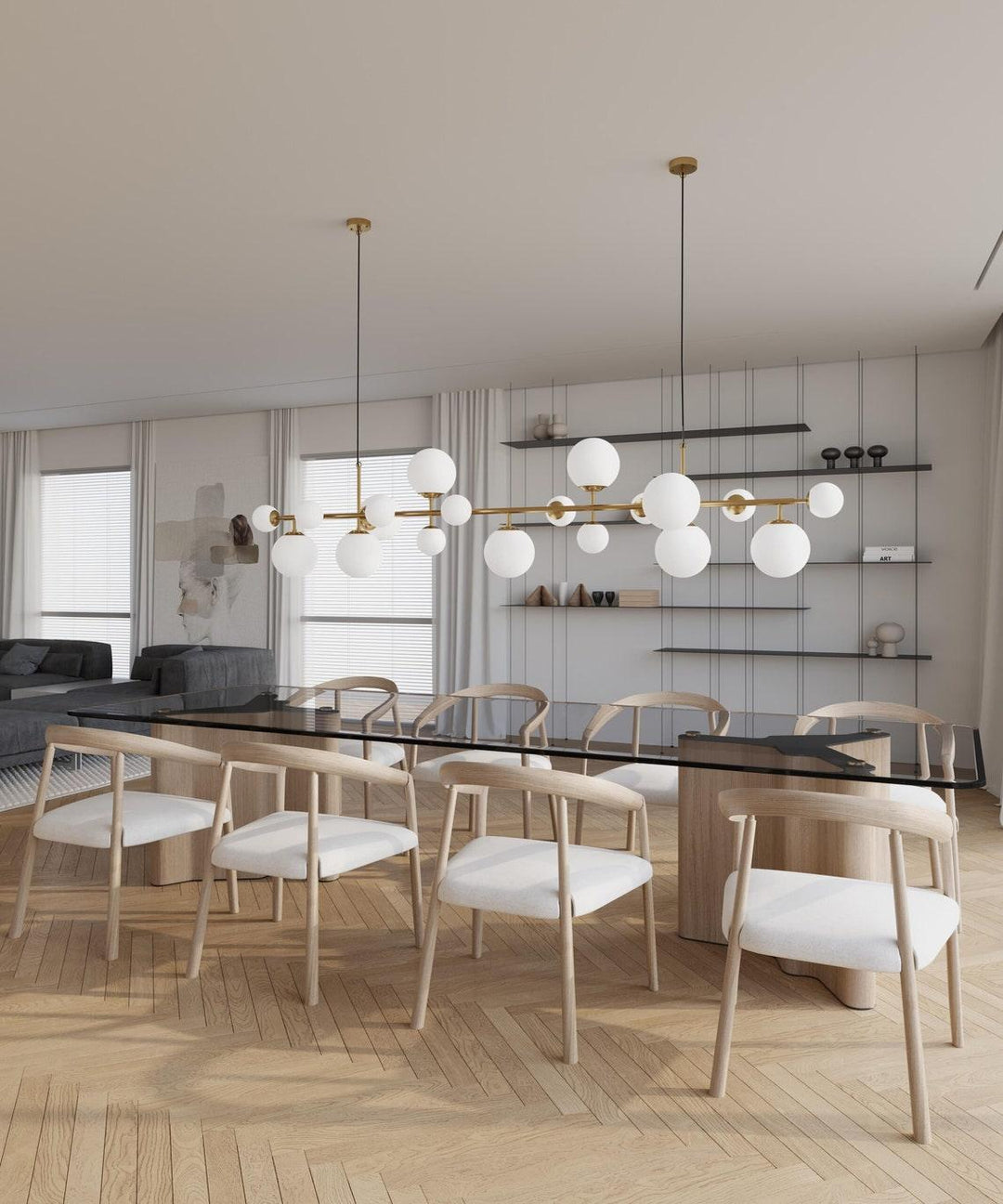 Velaena lampadario ottone globi in vetro