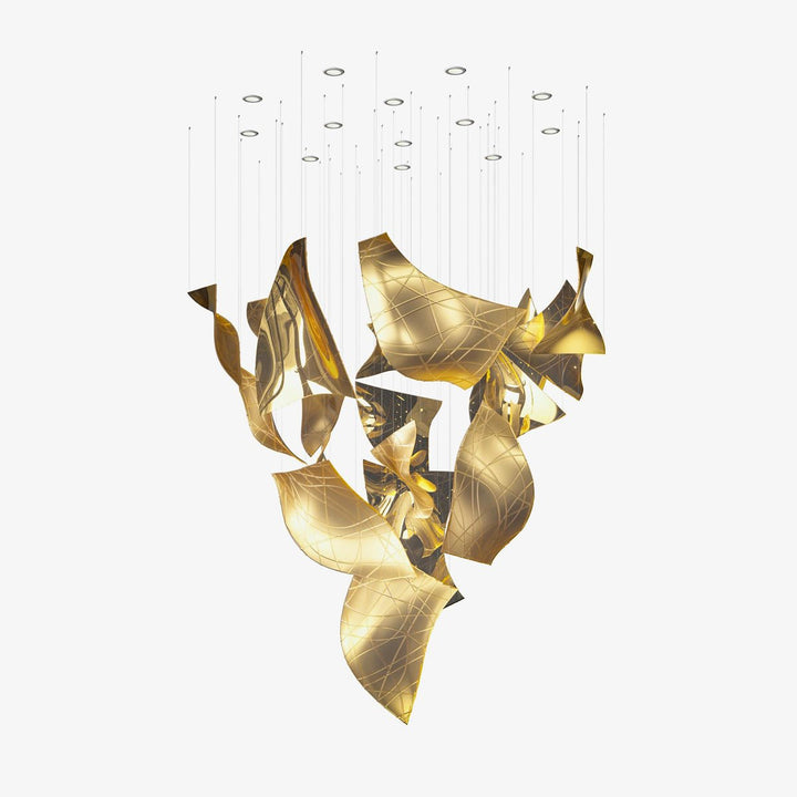 Alnoror lampada a sospensione dorata dal design scultoreo
