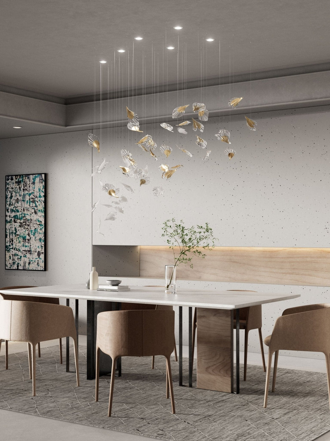 Asorus lampadario a forma artistica di foglia