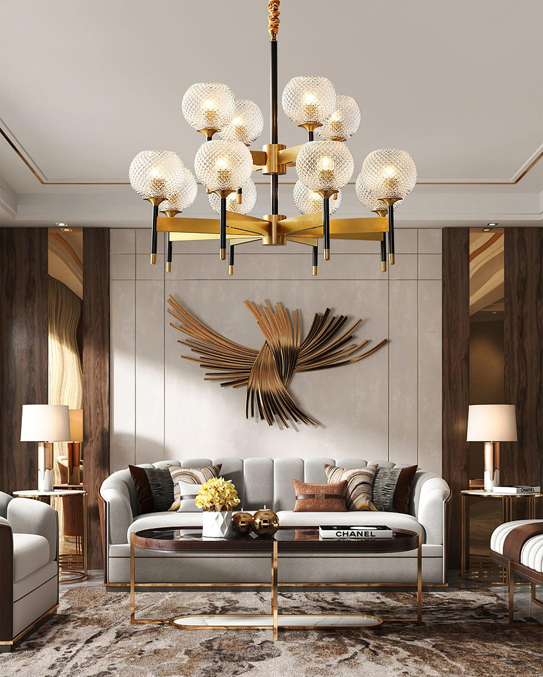 Glint lampadario moderno in ottone
