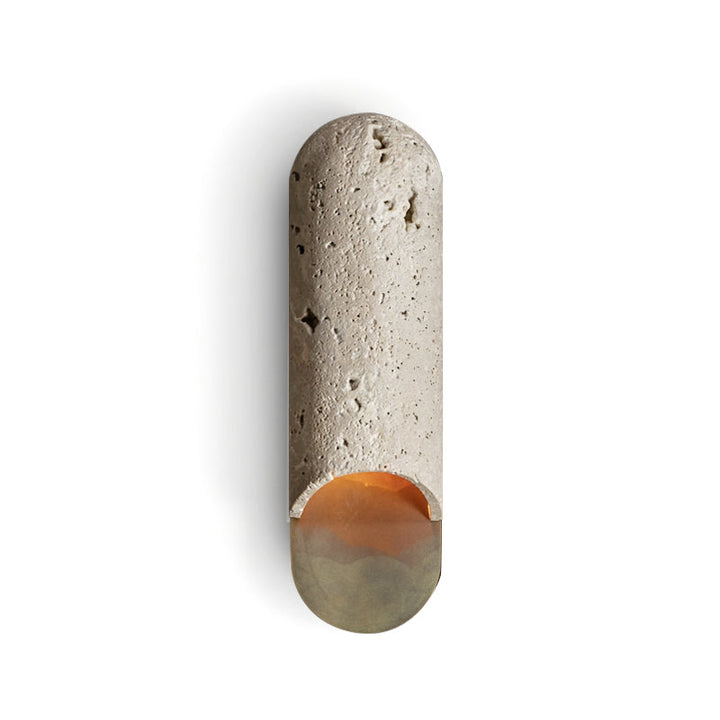 Capsule lampada da parete in marmo travertino Giallo in ottone