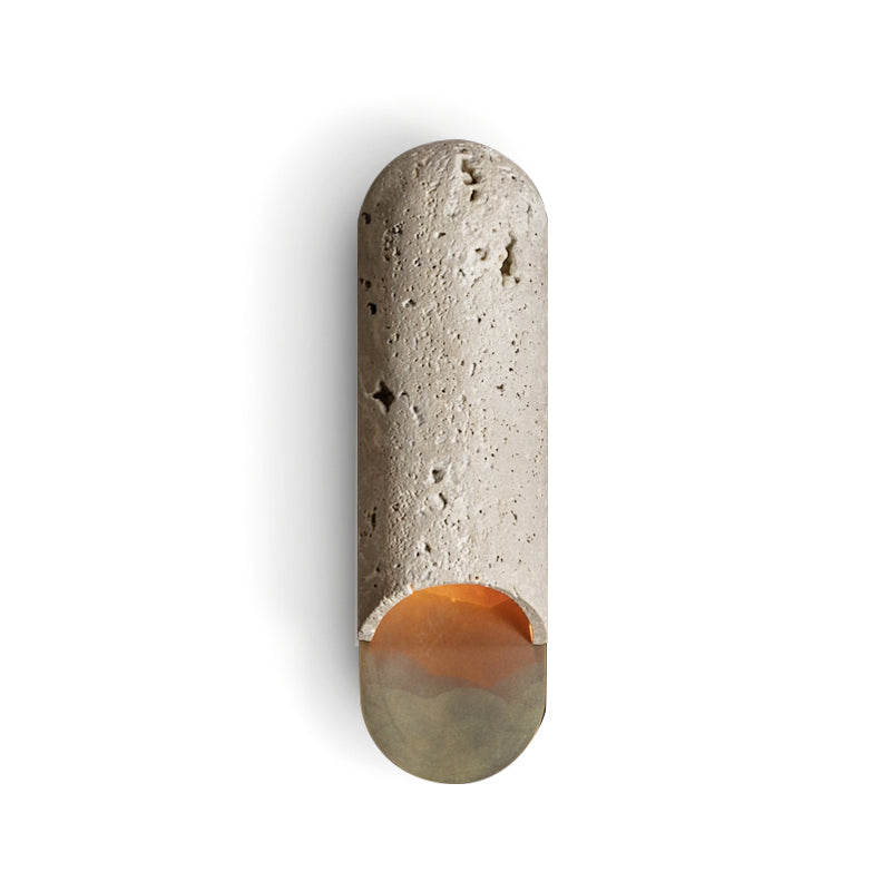 Capsule lampada da parete in marmo travertino Giallo in ottone