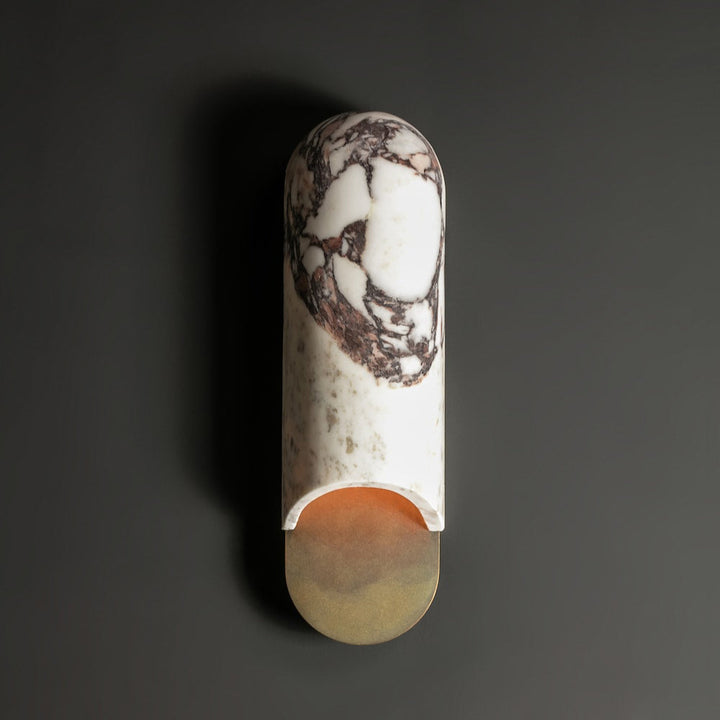 Capsule lampada da parete in marmo travertino Giallo in ottone