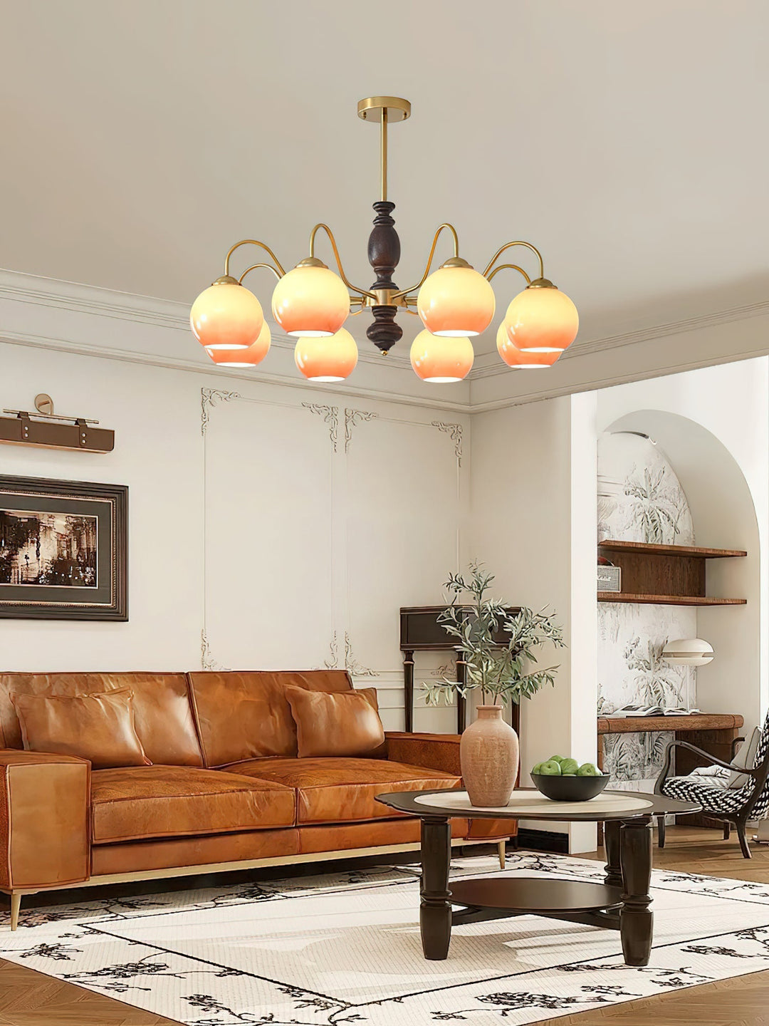 Reniian lampadario Caramel Orb Bracci Curvi a globo