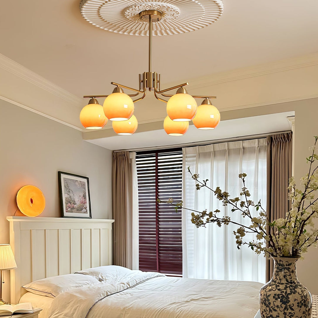 Oriorella lampadario ottone sfera Caramello minimalista