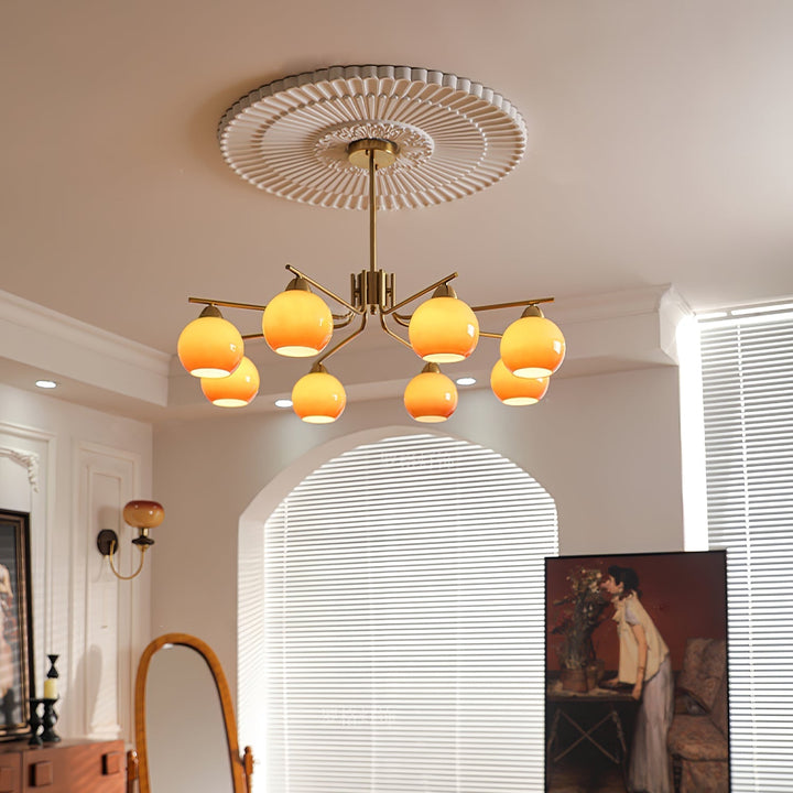 Oriorella lampadario ottone sfera Caramello minimalista