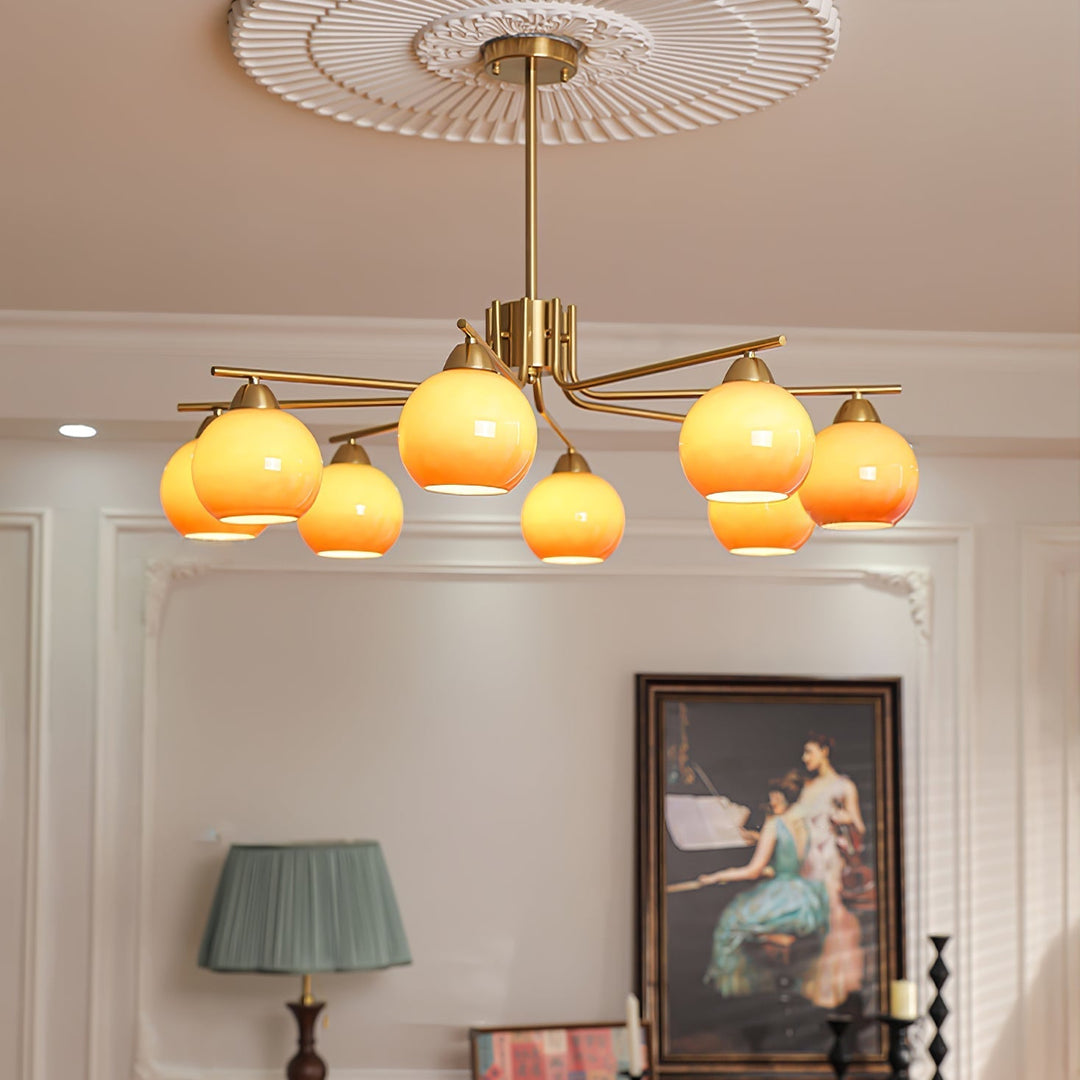 Oriorella lampadario ottone sfera Caramello minimalista