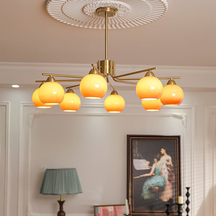 Oriorella lampadario ottone sfera Caramello minimalista