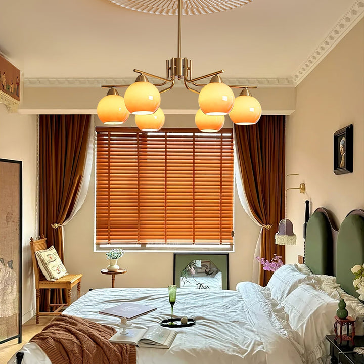 Oriorella lampadario ottone sfera Caramello minimalista