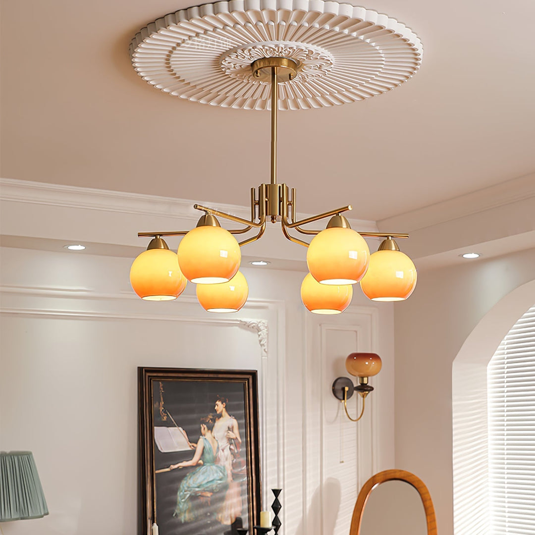Oriorella lampadario ottone sfera Caramello minimalista