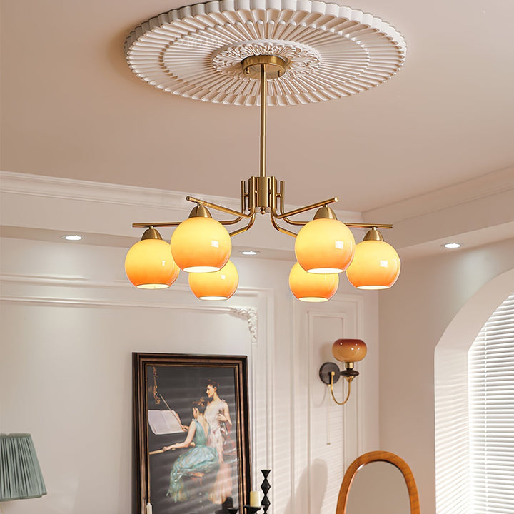 Oriorella lampadario ottone sfera Caramello minimalista