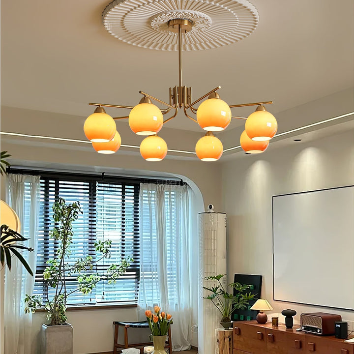 Oriorella lampadario ottone sfera Caramello minimalista
