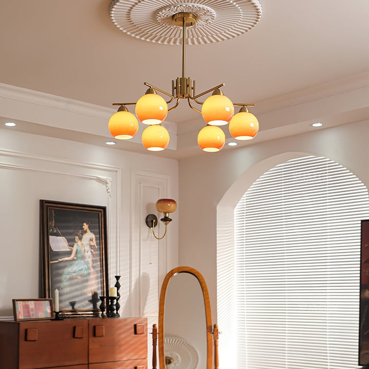 Oriorella lampadario ottone sfera Caramello minimalista