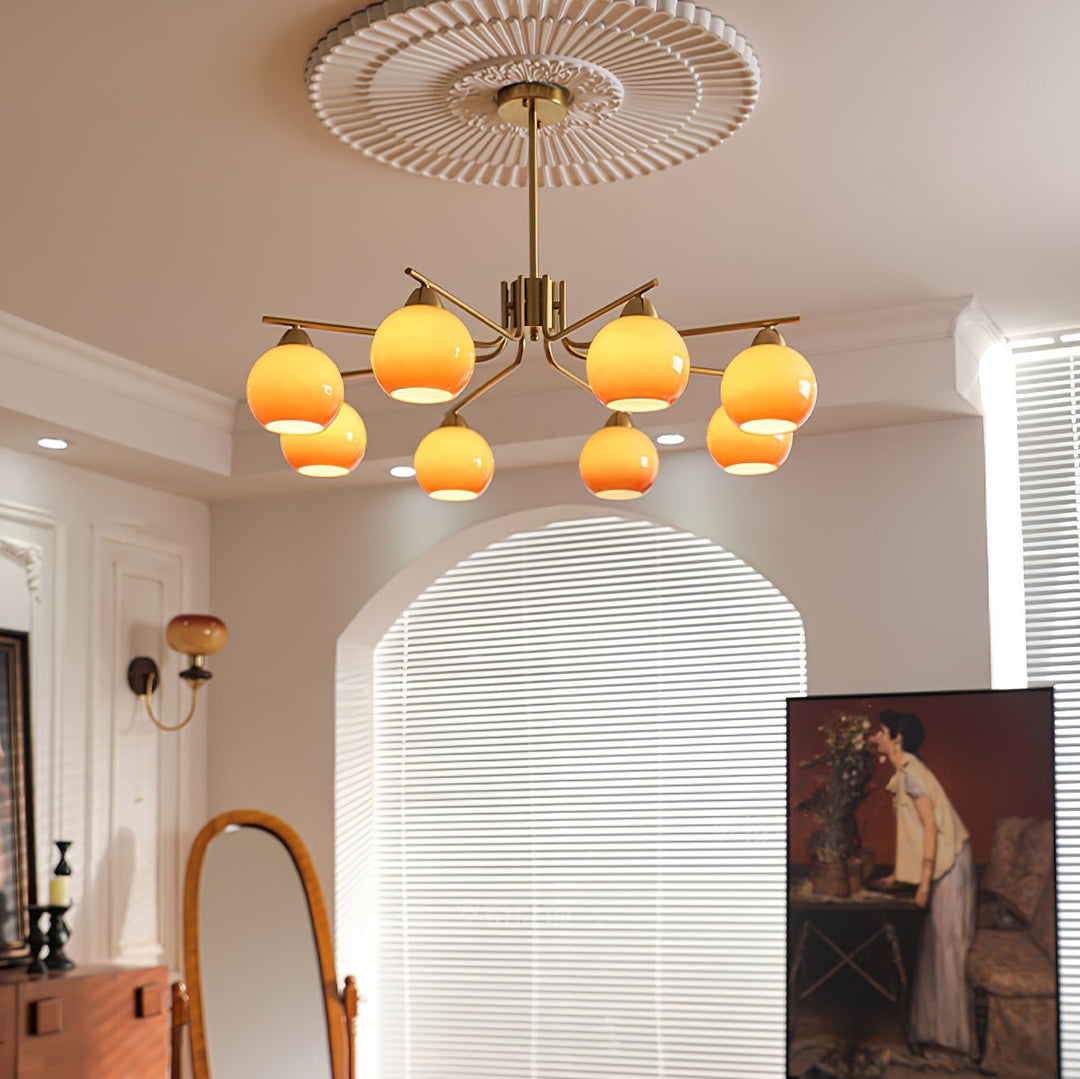 Oriorella lampadario ottone sfera Caramello minimalista