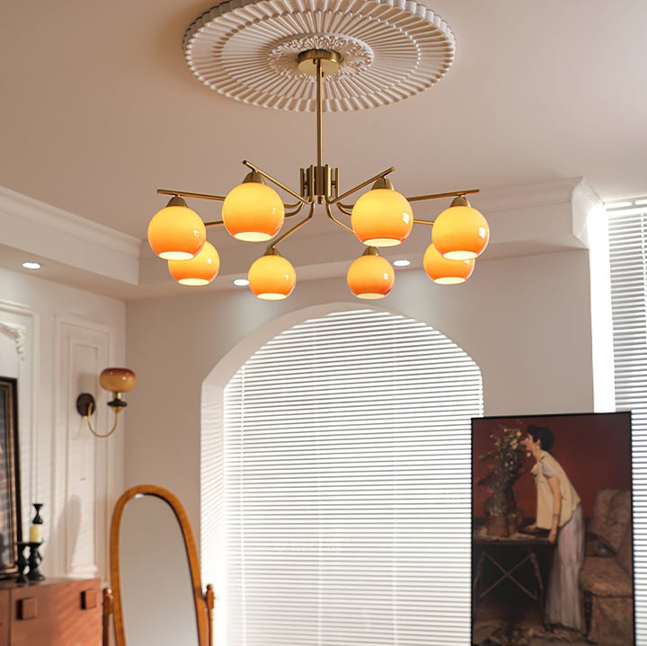Oriorella lampadario ottone sfera Caramello minimalista