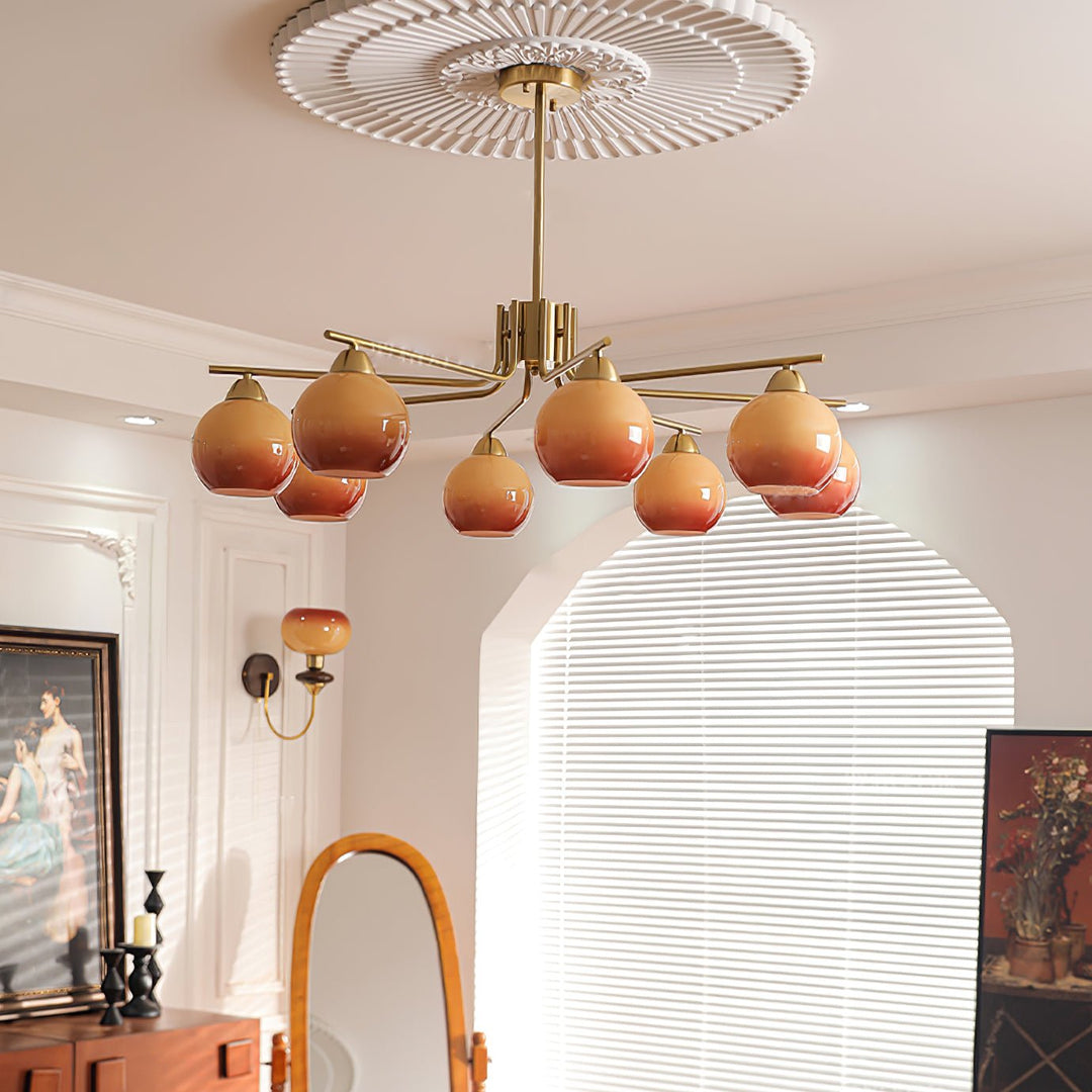 Oriorella lampadario ottone sfera Caramello minimalista