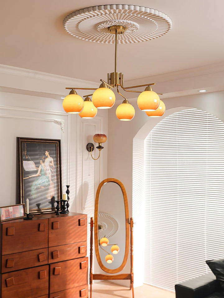 Oriorella lampadario ottone sfera Caramello minimalista