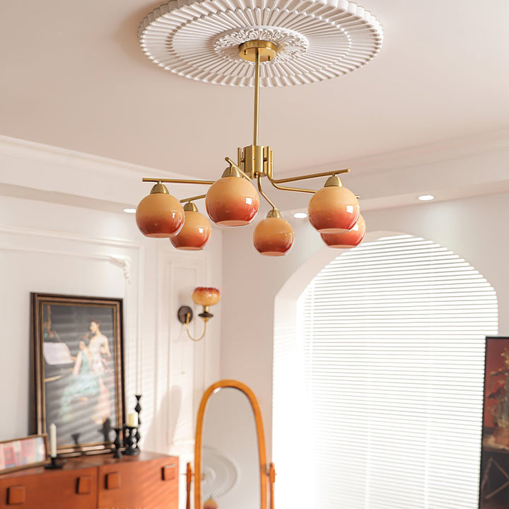 Oriorella lampadario ottone sfera Caramello minimalista
